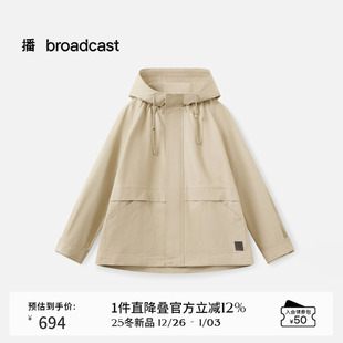 播户外风休闲松弛连帽短外套女秋季 宽松拉链上衣DDS4WD5219