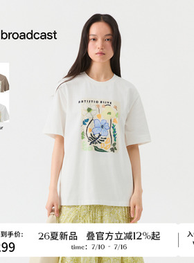播26夏新品短袖T恤女松弛宽松慵懒印花上衣DDT2YD5659