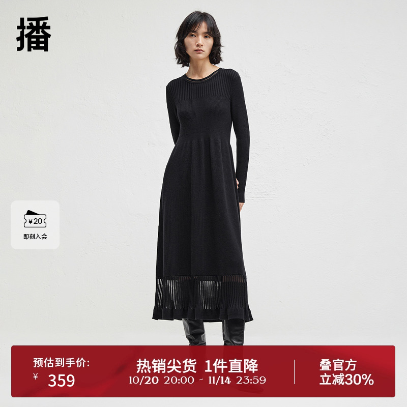 显瘦正肩直袖,坑条针织下摆
