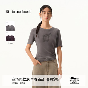 新款 T恤女26春季 正肩上衣BDT1YD2908 小马印花圆领短袖 播商场同款