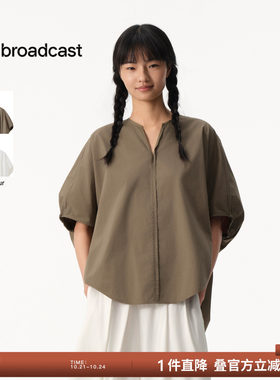 【商场同款】播26夏新品O型蝙蝠袖衬衫女宽松圆领衬衣BDT2HD2925