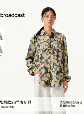 播商场同款晕染印花衬衫女26春季新款宽松通勤衬衣BDT1CD1345