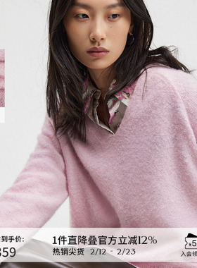 播商场同款慵懒风宽松针织衫女24冬新款优雅轻薄毛衣BDR4SD3856