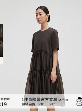 播商场同款波嘻连衣裙女夏季休闲宽松中长款蛋糕裙BDR3LD1970