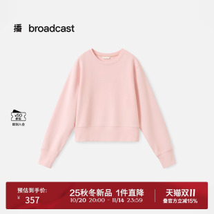 长袖 宽松短款 T恤DDS3YD5055 新款 播休闲圆领纯色卫衣女25秋季