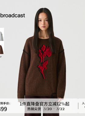 播撞色提花流苏针织衫女冬季宽松圆领提花毛衣DDS4SD5209