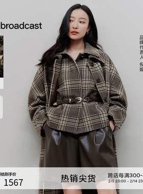 【羊毛】播倪妮同款商场同款复古格纹24冬毛呢短外套女BDR4WD3743