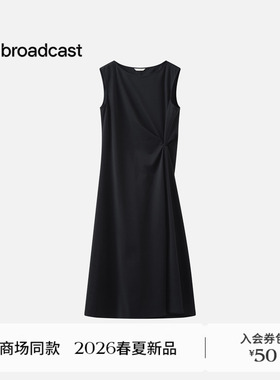 播商场同款黑色无袖收腰连衣裙女26春新款垂感气质裙子BDT1LD1215