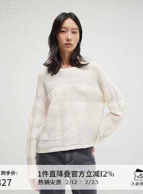 【100%羊毛】播商场同款24春秋慵懒圆领针织毛衣女BDR3SD3083