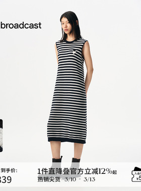 播商场同款条纹宽松无袖连衣裙女春夏新品针织背心长裙BDS3LD3192