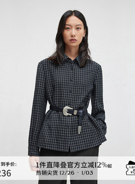 播冬季文艺复古格子外套半身裙女气质通勤a字裙DDR4BD5089