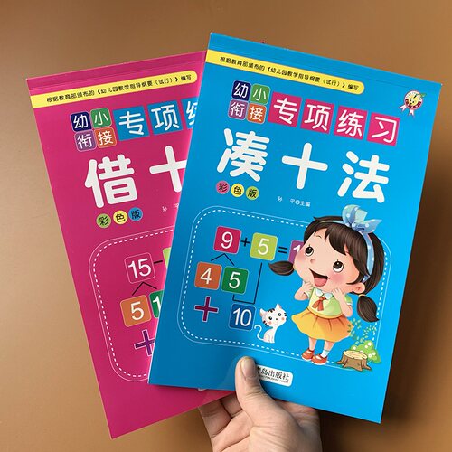凑十法和借十法 幼小衔接教材全套2本 20以内加减法天天练小学数学题幼儿园大班练习册幼升小一日一练学前班10以内数的分解与组成 - 封面