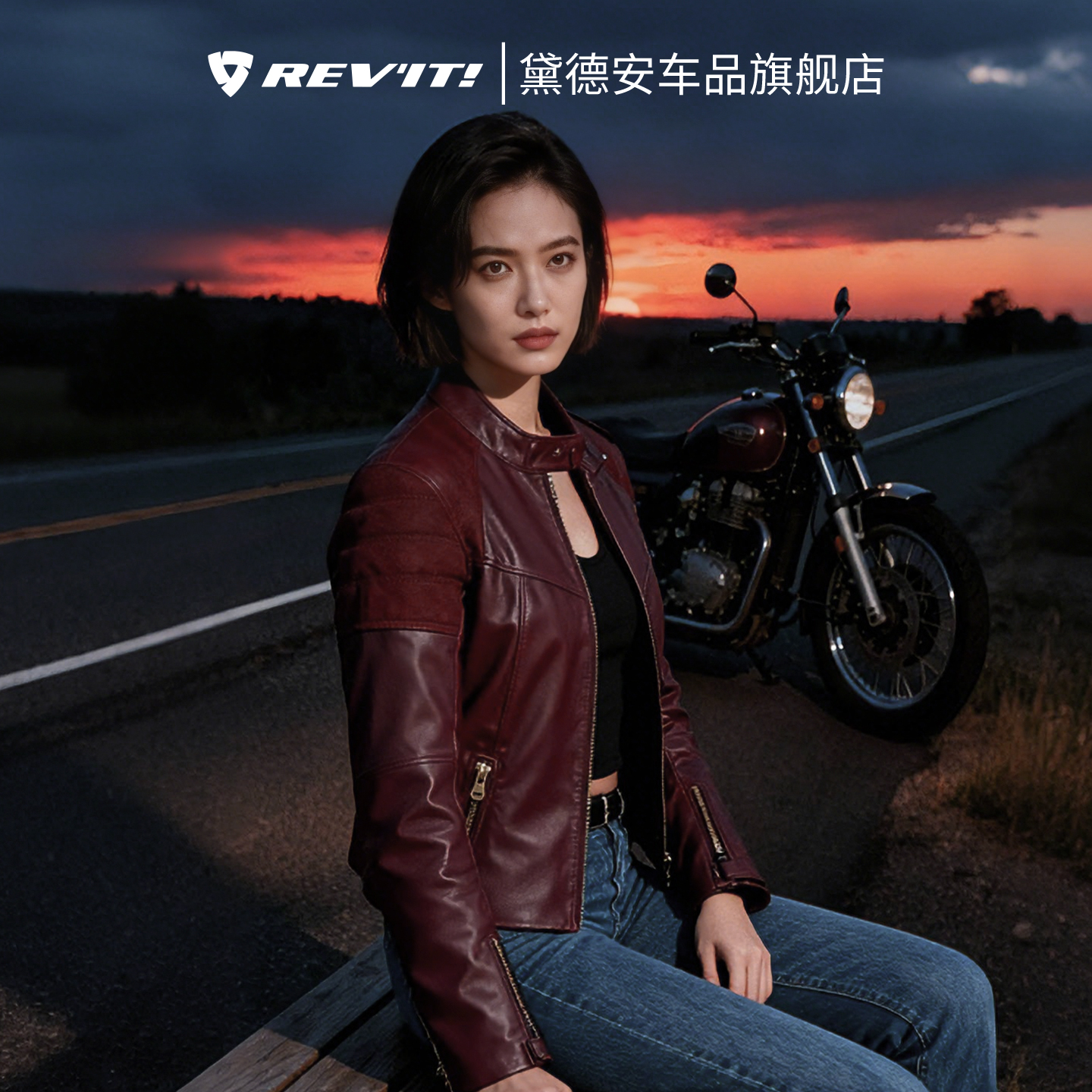 REVIT伦敦摩托车骑行服皮衣女款