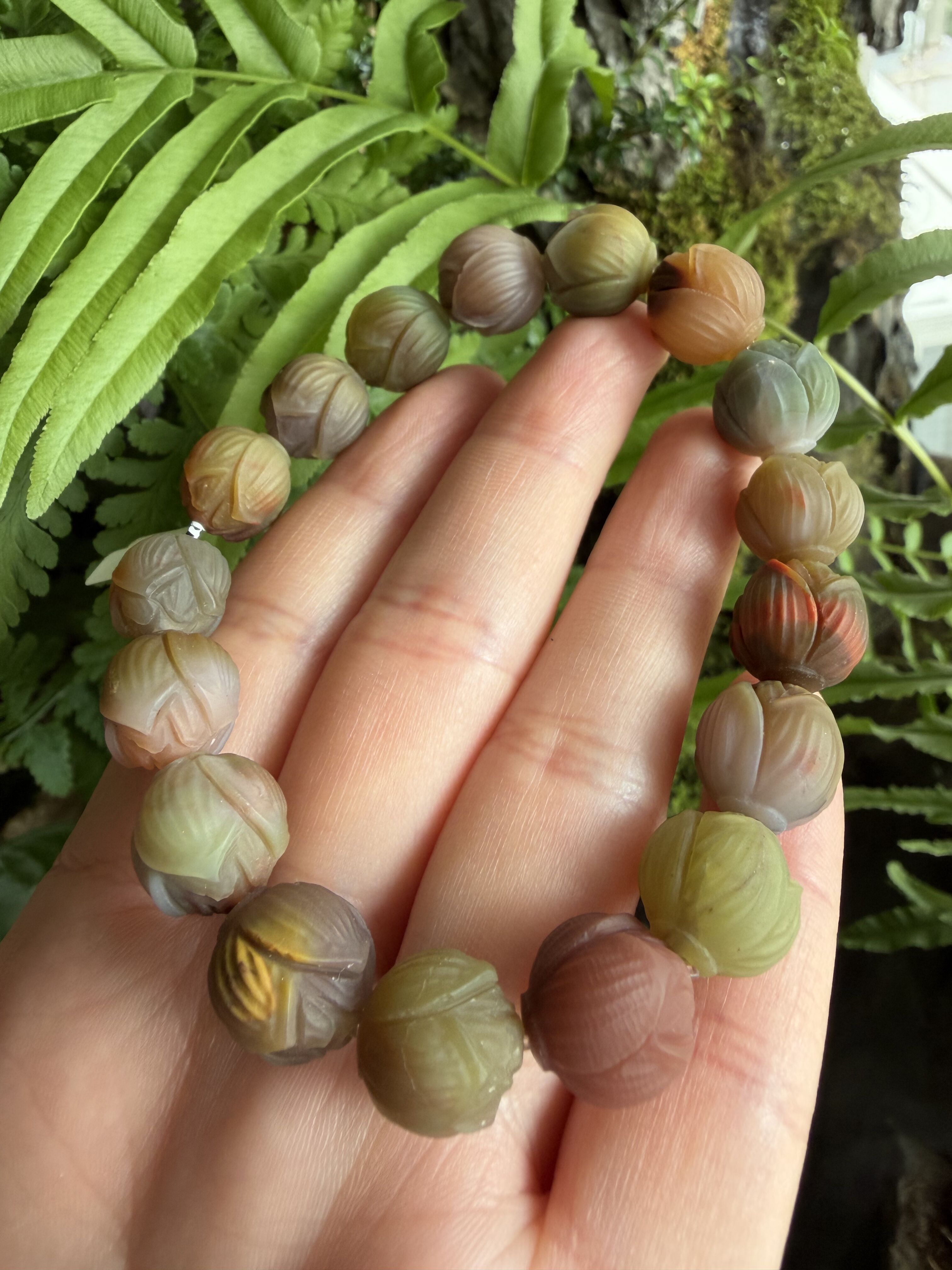 杨玉家天然七彩南红盐源玛瑙磨砂莲花珠女士古风手串念珠证书新品