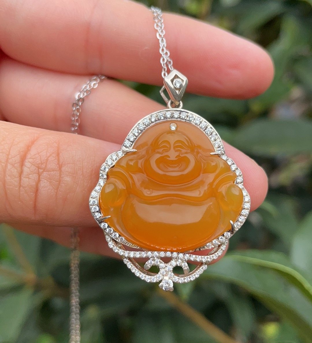 杨玉家天然黄龙玉冰种帝王黄满色银镶嵌大肚弥勒佛挂件证书包邮新