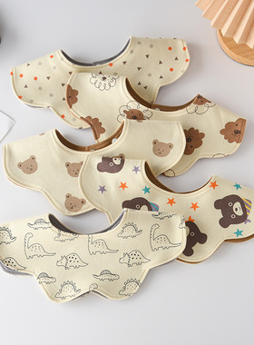 k**y韩国同款儿童围嘴婴儿口水巾A类纯棉双面口水兜宝宝围兜0-2岁