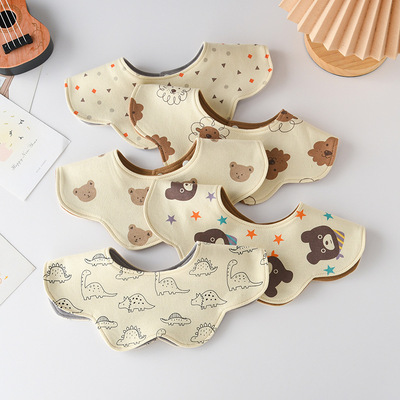 k**y韩国同款儿童围嘴婴儿口水巾A类纯棉双面口水兜宝宝围兜0-2岁