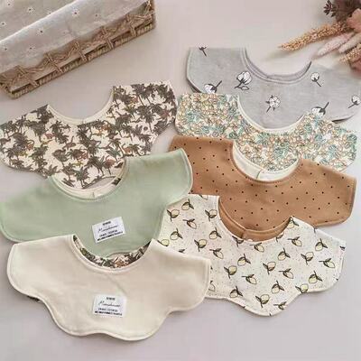 K**y同款婴儿花瓣口水巾双面可用新生儿口水巾辅食围嘴吸水口水兜