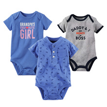 跨境新生儿三角哈衣卡特纯棉包屁衣短袖爬服婴儿连体衣宝宝童装秋