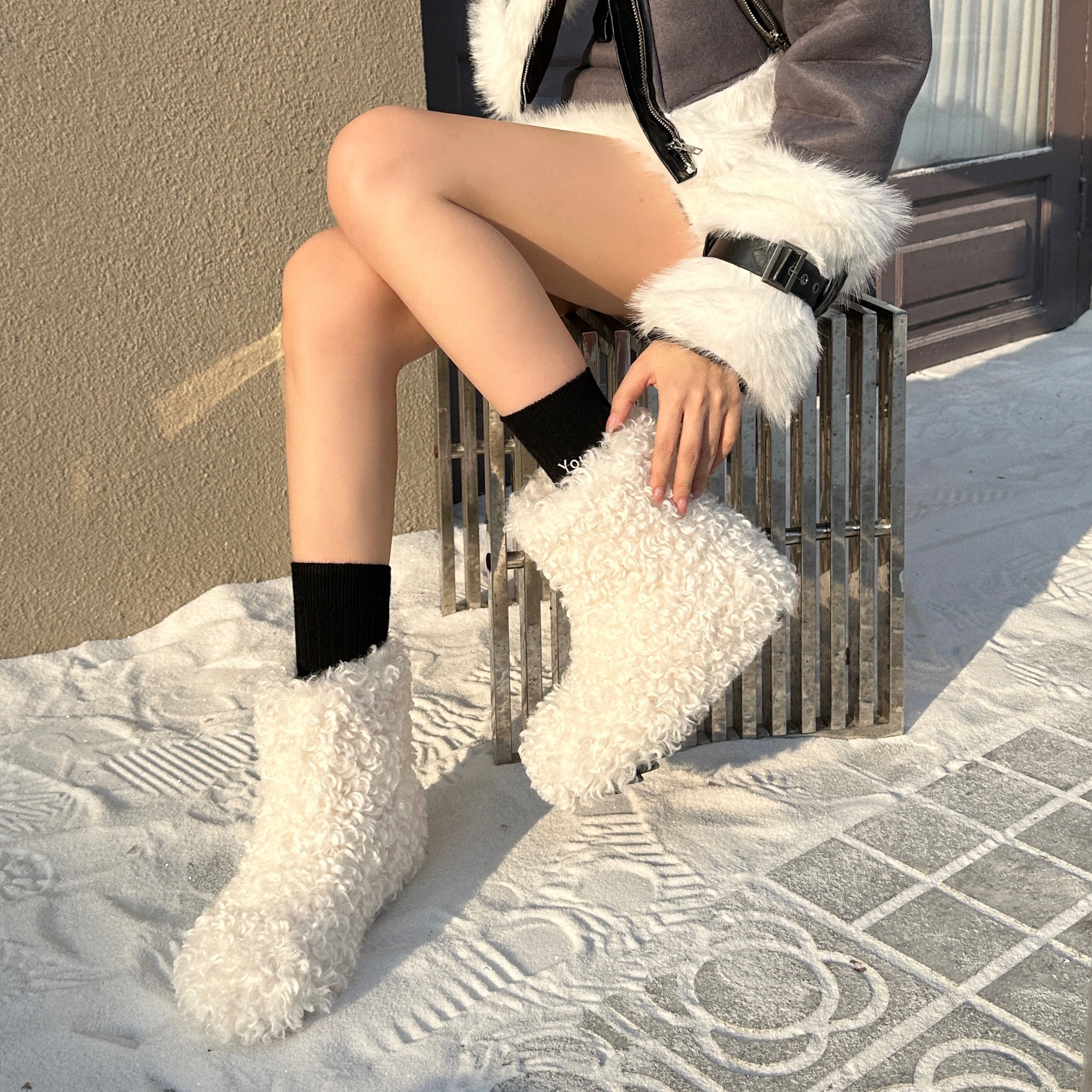 毛毛靴雪地靴骑士靴厚底性感