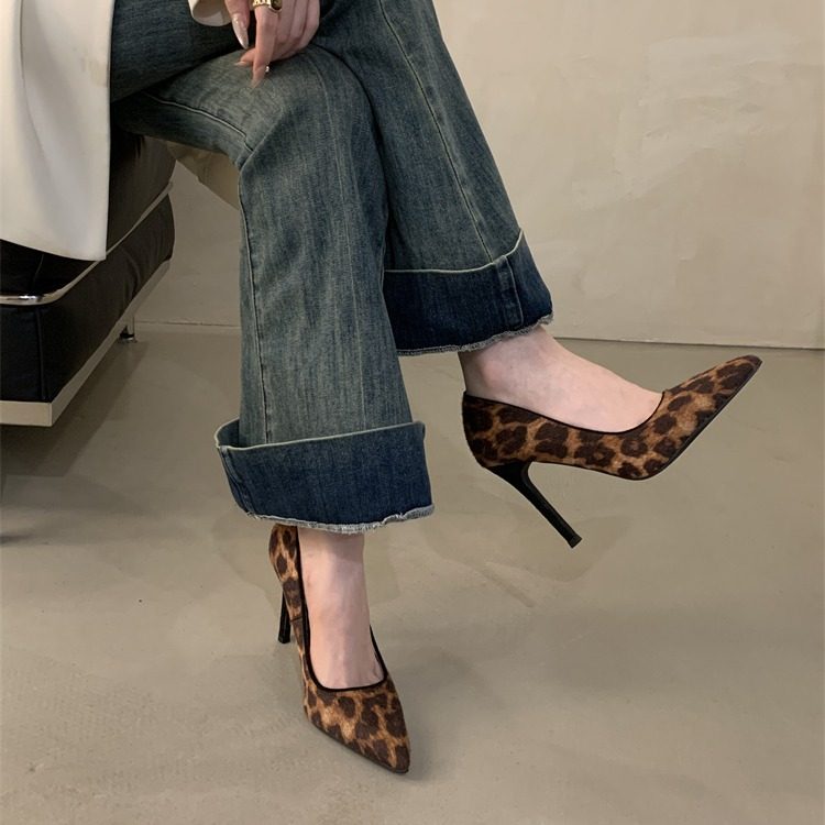 2026早春新款欧美尖头浅口性感豹纹高跟鞋细跟气质高级感女单鞋子,女鞋,浅口单鞋,淘宝优惠券,粉丝福利购,淘宝优惠卷