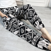 哈伦灯笼裤 大码 女夏凉睡裤 子女泰国人造棉防蚊沙滩长裤 宽松棉绸裤