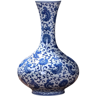 景德镇陶瓷器釉下彩仿古手绘青花瓷花瓶现代中式古典家居饰品摆件