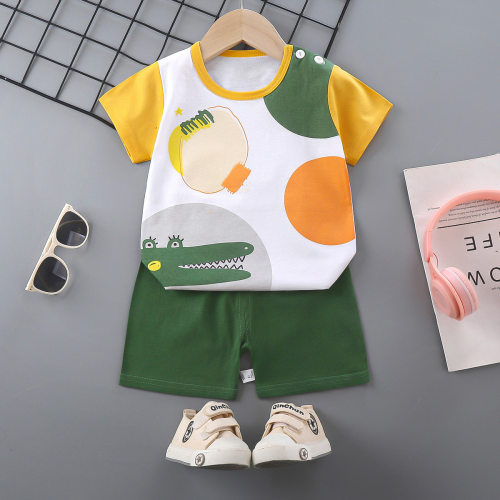 新品儿童短袖套装纯棉女童夏装可爱卡通男童t恤宝宝婴儿衣服薄款