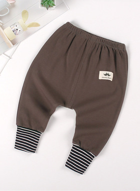 0-4儿童纯棉大pp裤韩版宽松哈伦裤宝宝大屁屁裤婴儿春秋长裤秋裤