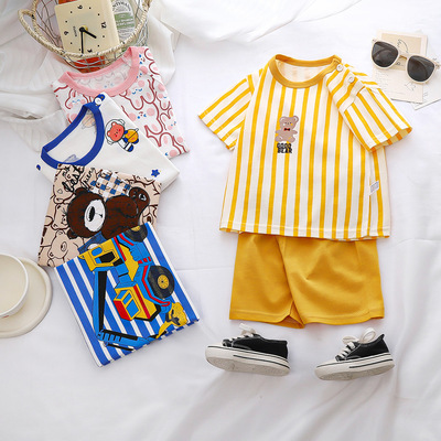 儿童短袖套装男孩纯棉夏季宝宝夏装衣服男童短裤服装两件套童装