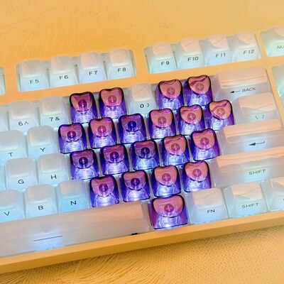 现货跨境爱心紫键帽机械键盘21键透明pc双色0em高度diy增补键