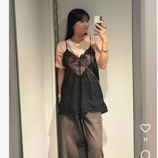 JS2026夏季 敲精致蕾丝拼接轻薄款叠搭吊带