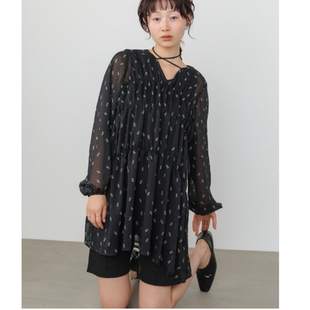 Bab2026春夏 素雅印花甜美系带中长款连衣裙OP