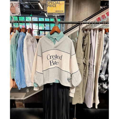 真原NA2025冬季 三种不同印花图案亨利领宽松卫衣