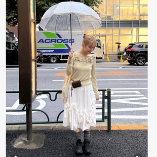DC2026秋季 立体不规则花朵边拼接百搭中裙