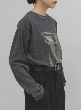 K*F2025秋冬 简约字母印花磨毛感敲柔软亲肤长袖T恤