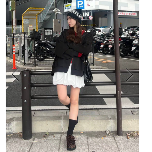 JS2025冬季 甜美减龄双层花边系带气球南瓜裙QC
