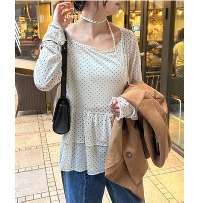 my2026春夏 绕脖系带双层荷叶边叠搭B备小衫