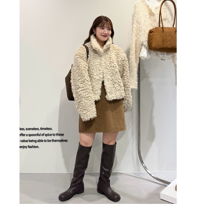 K*F2025冬季 画报款 可爱泰迪卷 短款毛毛外套