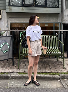 CP2025夏季 不同字母印花反接缝边开衩短袖T恤