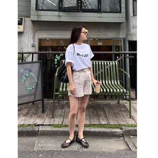 CP2025夏季 T恤 不同字母印花反接缝边开衩短袖