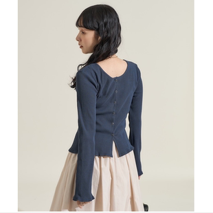 FS2025秋季 木耳花边下摆坑条显瘦实用百搭开衫