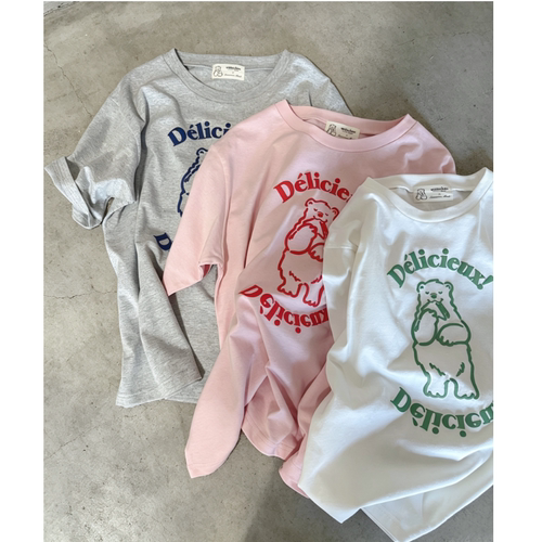 纯正！2026夏季 限定联名款 起泡小熊印花纯棉圆领短袖百搭T恤
