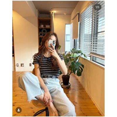 纯正！2026春夏 美式简约纽扣配色条纹百搭短袖T恤