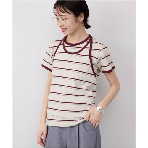 sl0be2026春夏 清新条纹挂背背心+短袖T 两件套