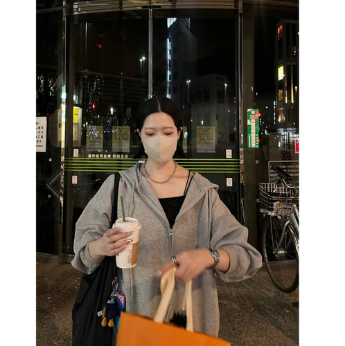 LF2026春季 多色入荷 抽绳连帽双头拉链立体轮廓版中长款卫衣