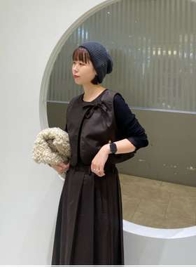 K*F2025冬季 经典人气款 系带马夹+宽百褶半身长裙 套装