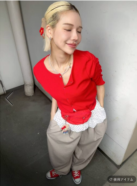 LF2026夏季 人气款轻薄华夫格纹前后两面穿暗扣小衫