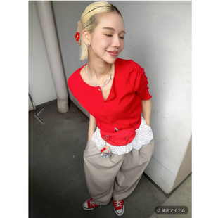 LF2026夏季 人气款轻薄华夫格纹前后两面穿暗扣小衫