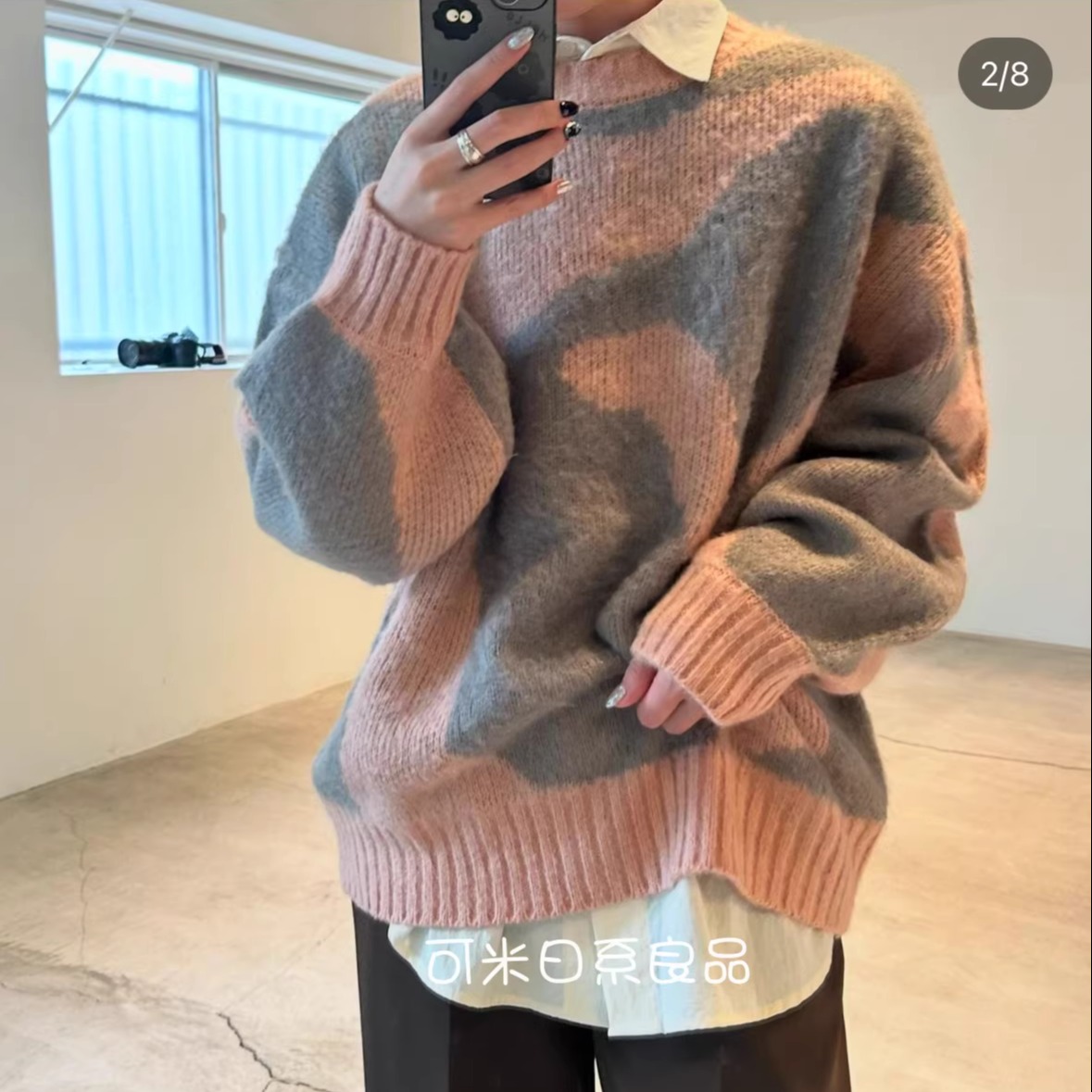 其他圆领复古气质宽松混纺